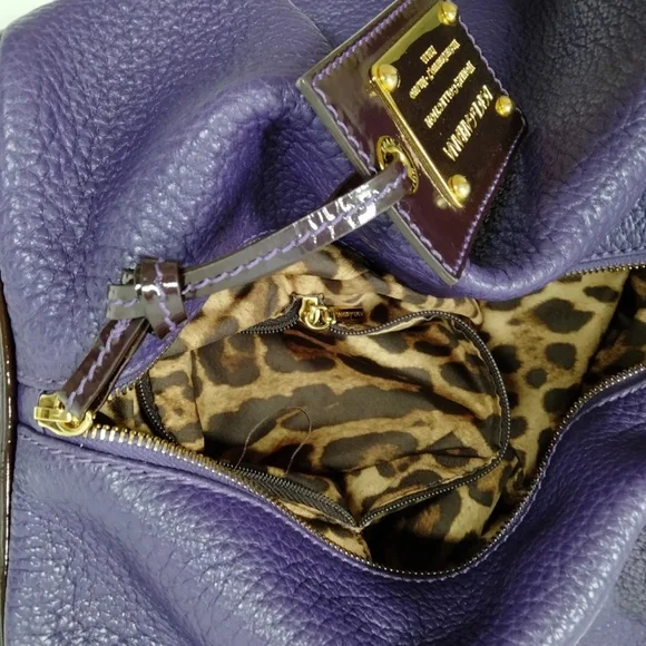 DOLCE & GABBANA Purple Leather Handbag NWT Eye Catching Design with Gold Accents - Picture 7 of 14